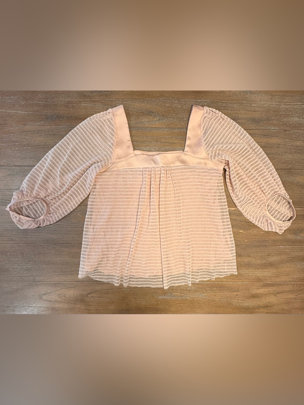 Meadow Rue Lightweight Sheer Puff-Sleeve Blouse in Light Pink